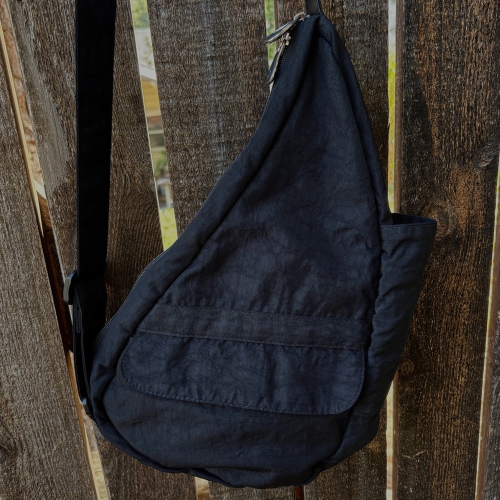Ameribag Healthy Back Sling Bag Tote In Distressed Nylon Black Sz Extra Small - Picture 5 of 16